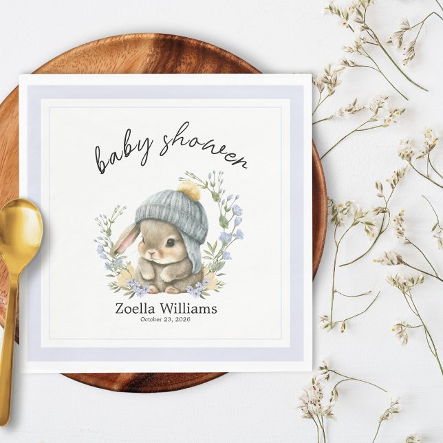 Guardanapo De Papel Trendy Spring Baby Bunny Floral Baby Shower Napkin (Trendy Spring Baby Bunny Floral Baby Shower Napkin 2)