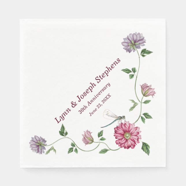 Guardanapo De Papel Trepadeira Floral Rosa e Roxo   (Frente)
