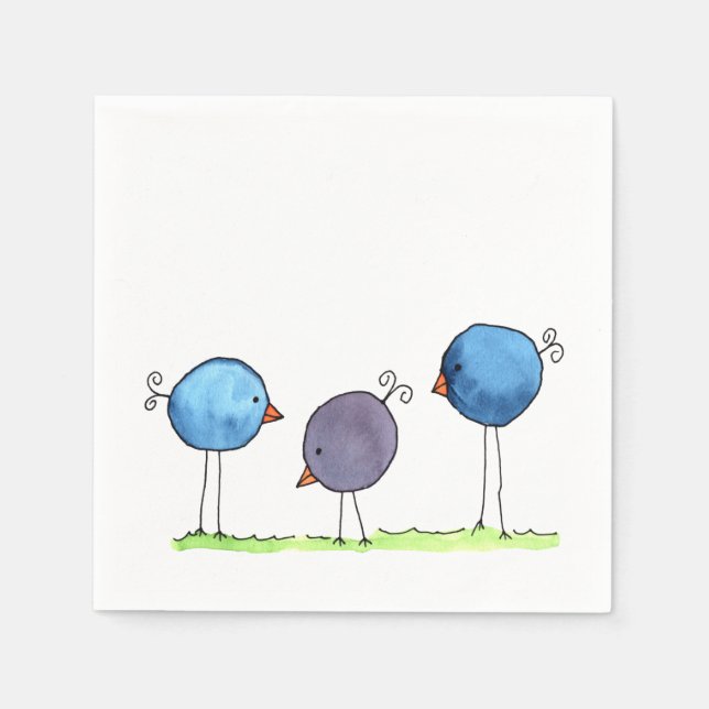 Guardanapo De Papel Três Aves Aquáticas Whimsical (Frente)