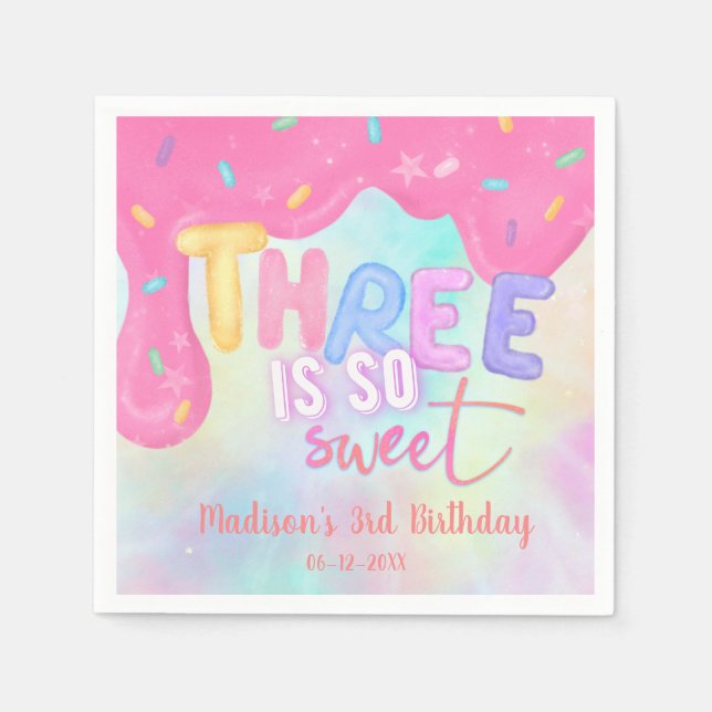 Guardanapo De Papel Três é tão doce Glacé rosa Napkins (Frente)