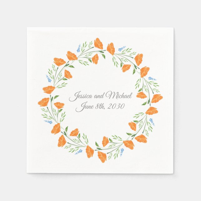 Guardanapo De Papel Três Poppies Aquarela (Frente)