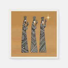 Guardanapo De Papel Três Reis Magos Natal Natividade Preto e Branco
