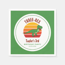 Guardanapo De Papel Três Rex Dinossauro Divertido Neutro aniversário d