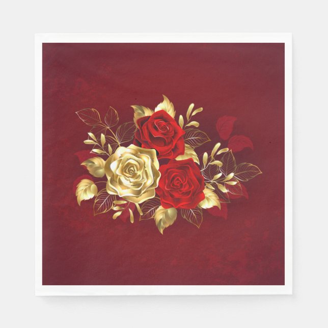 Guardanapo De Papel Três Rosas de joalharia (Frente)