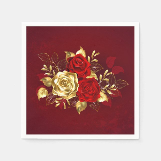 Guardanapo De Papel Três Rosas de Joia (Frente)