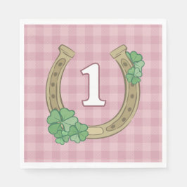 Guardanapo De Papel Trevo de Arco Rosa Aniversário de 1 ano da Menina 