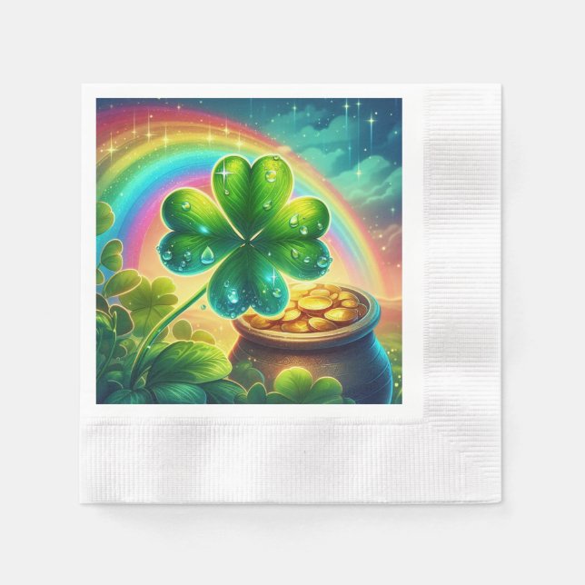 Guardanapo De Papel Trevo do dia do Rainbow Saint Patrick (Frente)