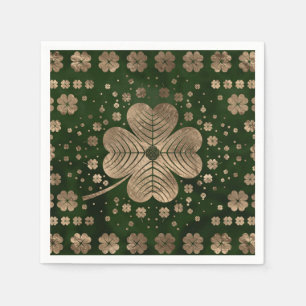 Guardanapo De Papel Trevo Ouro Irlandês Shamrock com quatro folhas