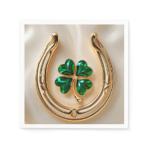 Trevo sortudo com ferradura Dourada