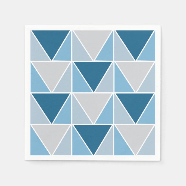 Guardanapo De Papel Triângulos Geométricos Azul Cinza Modernos (Frente)