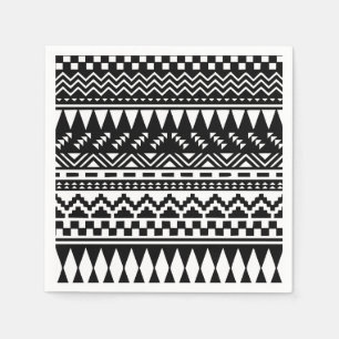 Guardanapo De Papel Tribal asteca preto e branco