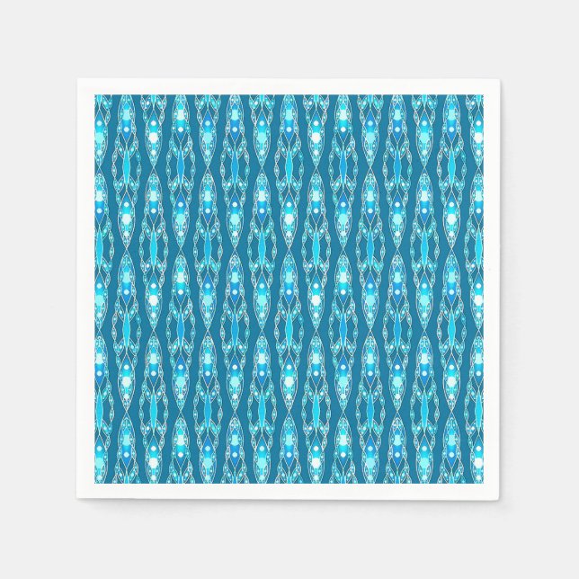 Guardanapo De Papel Tribal Batik - Oceano Azul e Aqua (Frente)