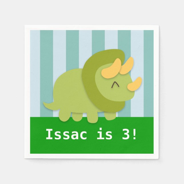 Guardanapo De Papel Tricerátops, Festa de aniversário de dinossauro (Frente)