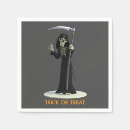 Guardanapo De Papel Trick or Treat. Cartoon Grim Reaper