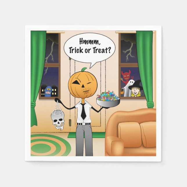 Guardanapo De Papel Trick ou Tratar Pai de Abóbora (Frente)