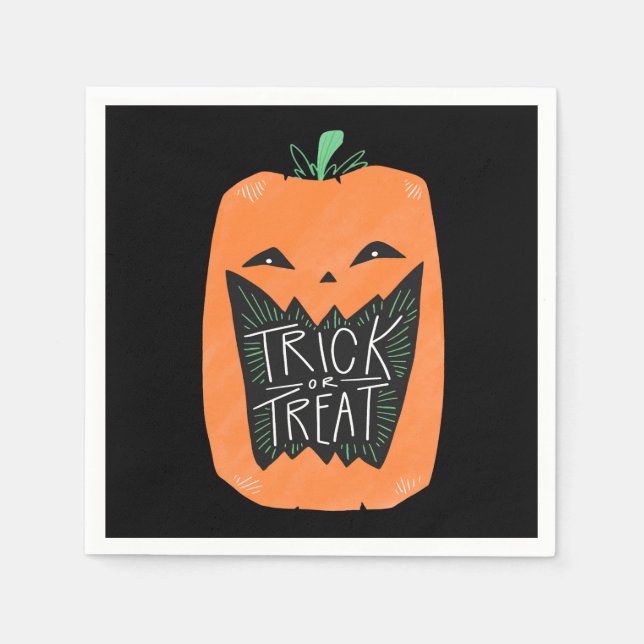 Guardanapo De Papel Trick ou Treine Pumpkin Halloween (Frente)