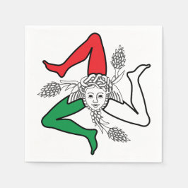 Guardanapo De Papel Trinacria Siciliana Medusa no Tema da Bandeira Ita