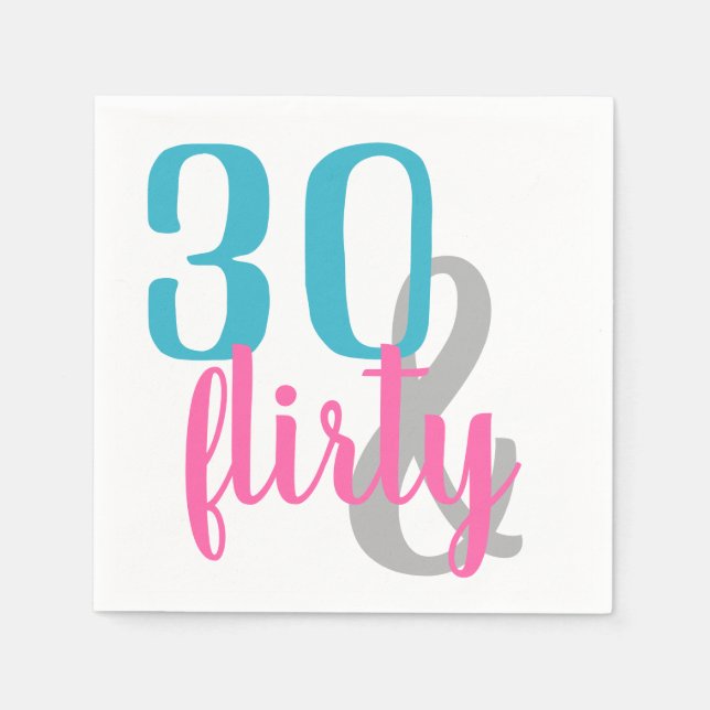 Guardanapo De Papel Trinta e Flirty Birthday Paper Napkins (Frente)