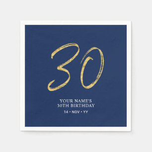 Guardanapo De Papel Trinta Letreiro Dourado e Azul Marinho 30º Anive