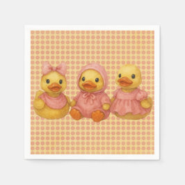 Guardanapo De Papel Trio Adorável De Pato Em Traços Rosa