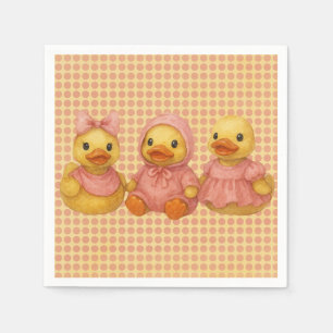 Guardanapo De Papel Trio Adorável De Pato Em Traços Rosa