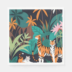 Guardanapo De Papel Trio de Tigre Tropical