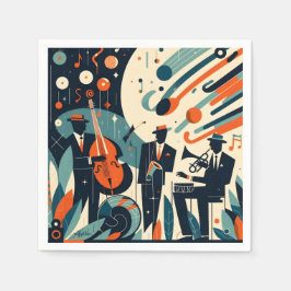 Guardanapo De Papel Trio Moderno de Meados do Século de Jazz