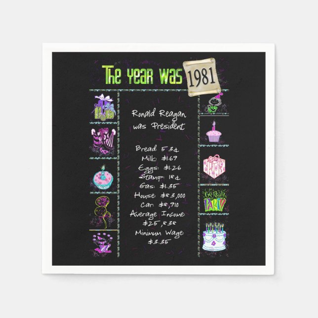 Guardanapo De Papel Trivia do Ano de Nascimento de 1981 (Frente)