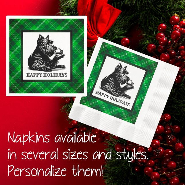 Guardanapo De Papel Trô Scotty Dog Tartan Personalizado (Perfect for holiday parties!)
