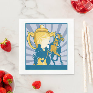 Guardanapo De Papel Troféu de Trotting Sulky e Cavalo