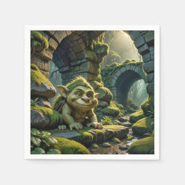 Guardanapo De Papel Troll Verde Sob uma Ponte de Pedra