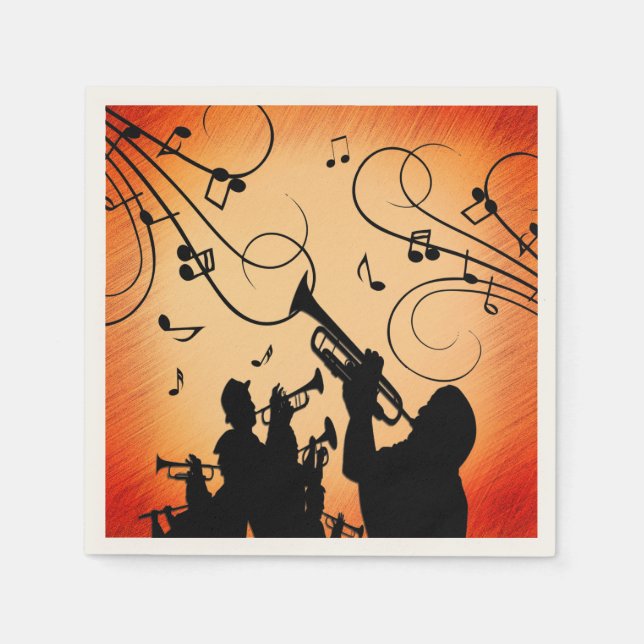 Guardanapo De Papel Trompet Section Jazz Music Orange Rust (Frente)