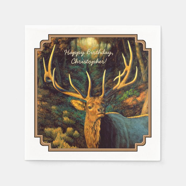 Guardanapo De Papel Trophy Bull Elk no outono (Frente)
