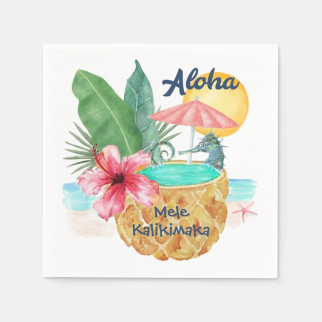 Guardanapo De Papel Tropical de Mele Kalikimaka Seacavalo Pineapple (Frente)