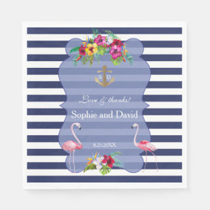 Guardanapo De Papel Tropical Flamingo Floral Luau Marinho Stripes Casa
