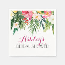 Tropical Flamingo Linda Floral Napkins amarelo