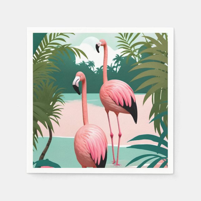Guardanapo De Papel Tropical Flamingo Paradise (Frente)