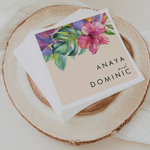 Guardanapo De Papel Tropical Floral Colorida Peach Wedkins