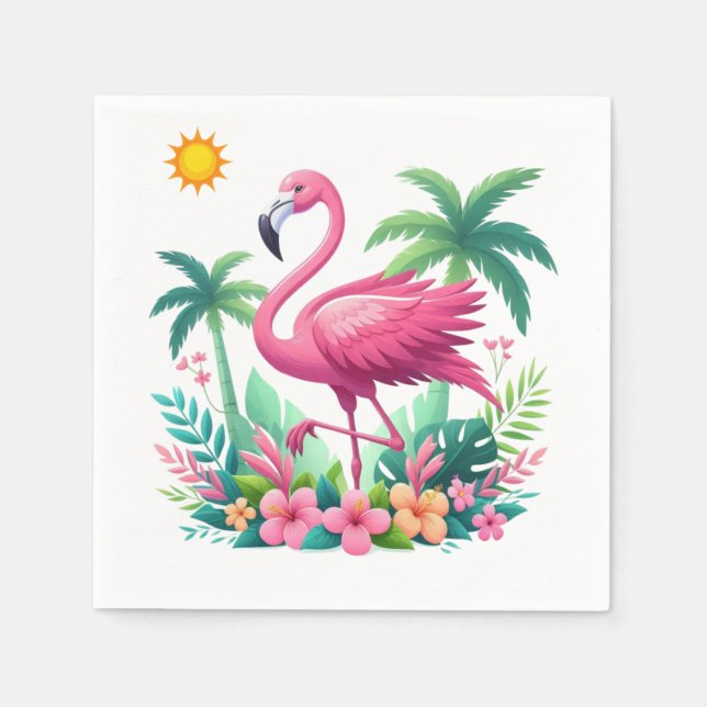 Guardanapo De Papel Tropical/Flórida rosa flamingo (Frente)