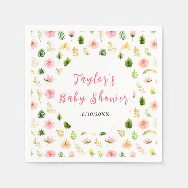 Guardanapo De Papel Tropical Jungle Floral Baby Shower (Frente)