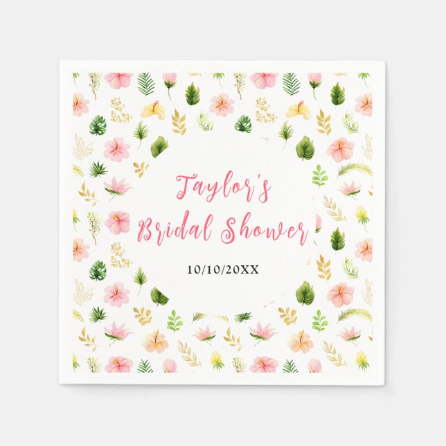 Guardanapo De Papel Tropical Jungle Floral Bridal Shower (Frente)