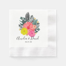 Guardanapo De Papel Tropical Mão Desenhada Hawaii Script Salvar a Data