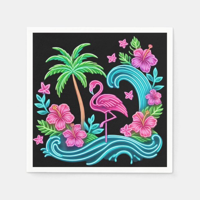 Guardanapo De Papel Tropical Neon Flamingo (Frente)
