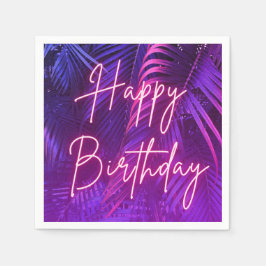 Guardanapo De Papel Tropical Palm Leaf Happy Birthday Paper Napkin