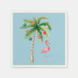 Guardanapo De Papel Tropical Palm Tree Flamingo Holiday Party