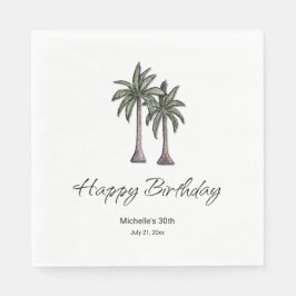 Guardanapo De Papel Tropical Palm Trees Elegant 30th Birthday Party