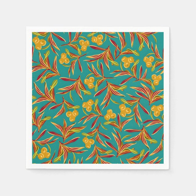 Guardanapo De Papel Tropical Pattern with Red and Yellow Leaves (Frente)