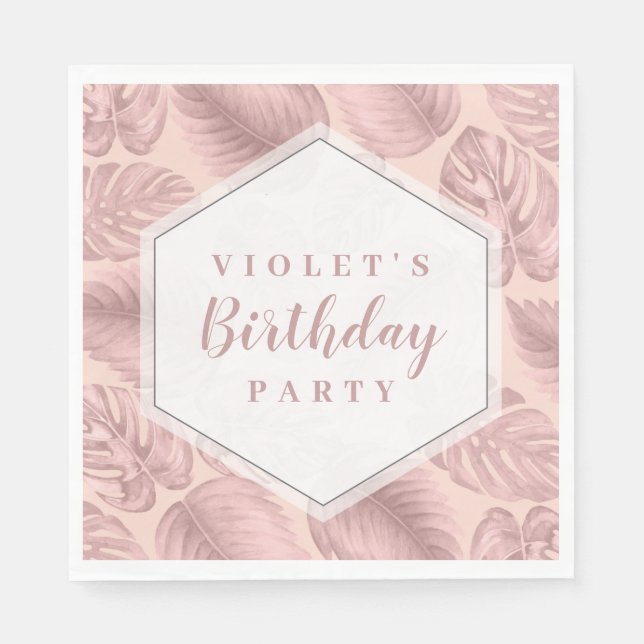 Guardanapo De Papel Tropical Rosa Geométrica (Frente)