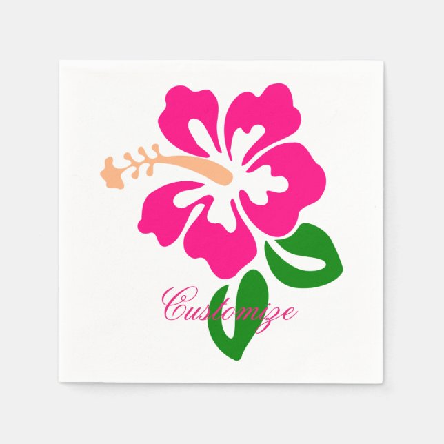 Guardanapo De Papel Tropical Rosa Hibiscus Flower Thunder_Cove (Frente)