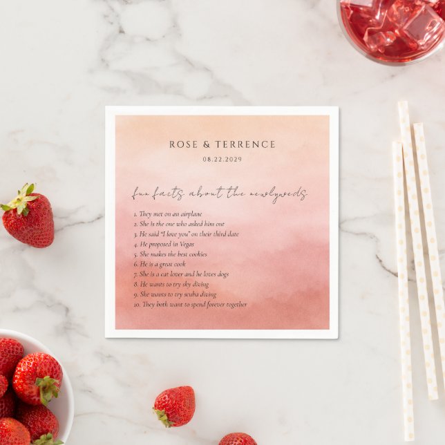 Guardanapo De Papel Tropical Sunset Fun Facts Elegant Wedding (Insitu)